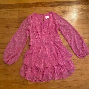 Pink Floral Ruffle Dress